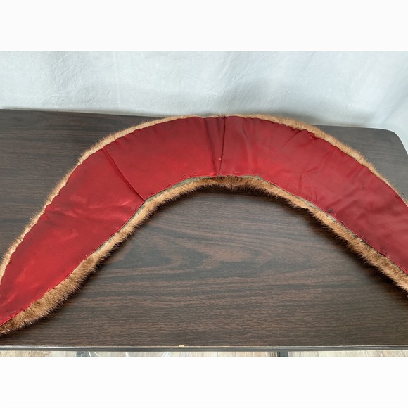 50-60s Real Mink Fur Collar Womens  Mahogany Brown Red Satin Lining Curved VTG - Picture 2 of 6